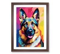 German Shepherd Colour Field No.2 Framed Print | A2 Walnut Framed Wall Art | Ready to Hang | Modern Nature Picture | Living Room Bedroom Lounge Office