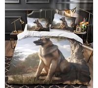 German Shepherd Comforter Cover 3D Print Premium 3-Piece Bed Set Hidden Zipper Outdoor Nature Scene Quilt Cover Extra Soft Machine Washable for Adults Women Kids Girls Boys Youth Double（200x200cm）