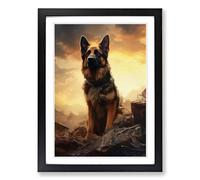 German Shepherd Conceptual Framed Print | A2 Black Framed Wall Art | Ready to Hang | Modern Nature Picture | Living Room Bedroom Lounge Office