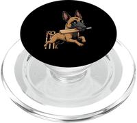 German Shepherd Cricket Dog Cartoon Batsman Wickets PopSockets PopGrip for MagSafe
