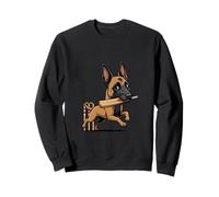 German Shepherd Cricket Dog Cartoon Batsman Wickets Sweatshirt