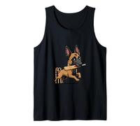German Shepherd Cricket Dog Cartoon Batsman Wickets Tank Top