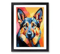 German Shepherd Cubism No.2 Framed Wall Art Print, Ready to Hang Picture for Living Room Bedroom Home Office, Black A2 (48 x 66 cm)