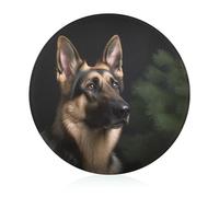 German Shepherd Cutting Board for Kitchen Mini Cheese Chopping Board Round Tempered Glass Chopping Block for Picnic Cutting Pizza Meat Fruit(7.9 Inch)