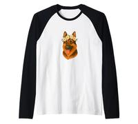 German Shepherd Daisy Crown Floral Dog Art Summer Raglan Baseball Tee
