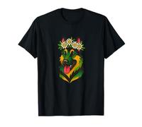 German Shepherd Daisy Crown Floral Dog Art Summer T-Shirt