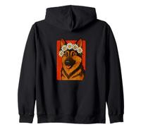 German Shepherd Daisy Crown Floral Dog Art Summer Zip Hoodie