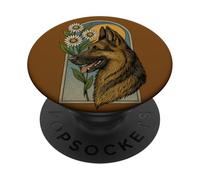 German Shepherd Daisy Floral Dog Art Summer PopSockets Adhesive PopGrip