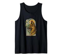 German Shepherd Daisy Floral Dog Art Summer Tank Top