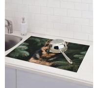 German Shepherd Dish Drying Mat For Kitchen Counter Absorbent Reversible Drying Mats Microfiber Kitchen Countertop Protector Dishes Drying Pad Extra Large 18"X24" Dish Mat