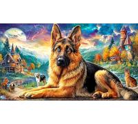 German-Shepherd-Dog 1000 Piece Challenging Puzzles Puzzle for Adults Recycled Paper Fun and Challenging Family Game for Relaxation, Creativity & Gift Giving 38x26/1000pcs