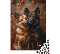 German Shepherd Dog 1000 Piece Jigsaw Puzzle Paper for Adults Autumn Leaves Jigsaw Puzzle for Family Relax Decor Gift 70x50cm/1000pcs