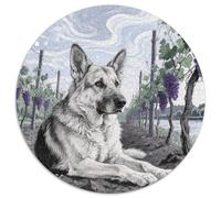 German Shepherd Dog 1000 Piece Jigsaw Puzzles Pet Dog Round Puzzles Creative Family Game Beautiful Decoration Puzzle for Adults And Kids 1000pcs (67.5x67.5cm)