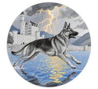 German Shepherd Dog 1000 Piece Jigsaw Puzzles Pet Dog Round Puzzles Stress Reliever Educational Games Beautiful Decoration Puzzle for Travel Gifts,Present 1000pcs (67.5x67.5cm)