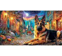 German-Shepherd-Dog 1000 Piece Recycled Paper Puzzle Game Challenging Puzzles Fun Present & Activity for Home for Adults and Kids Age 12 Years + 70x50/1000pcs