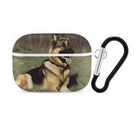 German Shepherd Dog Airpod Pro Case AirPods 2 Case for Women Hard Shell Protective Cover with Carabiner Keychain Compatible with AirPods Case 2nd 1st Generation, Front LED Visible White