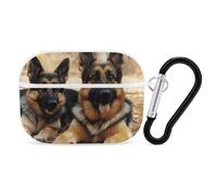 German Shepherd Dog AirPods Pro 2 Case Cover, Shockproof Hard Shell Protective Case for Women Men, Compatible with Airpod Pro Case 2nd/1st Generation with Keychain-White