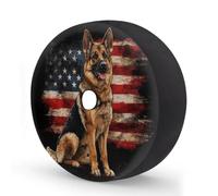 German Shepherd Dog American Flag Spare Tire Cover 17 In