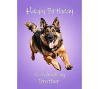 German Shepherd Dog Art Birthday Card For Brother