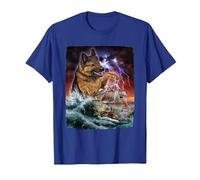 German Shepherd Dog as Kraken Attack a War Ship at High Seas T-Shirt, Men, Royal Blue, X-Large