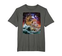 German Shepherd Dog as Kraken Attack a War Ship at High Seas T-Shirt, Men's Big and Tall, Asphalt Grey, 6X Tall