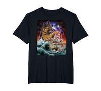 German Shepherd Dog as Kraken Attack a War Ship at High Seas T-Shirt, Men's Big and Tall, Black, 4X Tall
