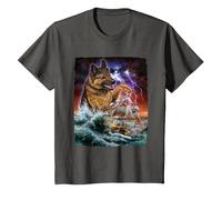 German Shepherd Dog as Kraken Attack a War Ship at High Seas T-Shirt, Youth, Asphalt Grey, 3T