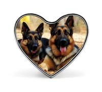 German Shepherd Dog Badges Heart with Button Design, Personalized Picture Pin Brooches, Heart Badge Holders for Decorate Hat Shirt Clothing Bag Accessories