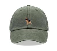 German Shepherd Dog Baseball Cap Vintage Washed Unisex Dad Hat Low Profile Adjustable Olive