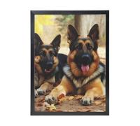 German Shepherd Dog Canvas Prints Wall Art Poster Black Framed Photo Arts for Bedroom Wall Decorations Modern Artwork Painting Wall Pictures Ready To Hang Home Decor 12x16 in