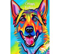 German Shepherd Dog Colourful Abstract Art Birthday Card