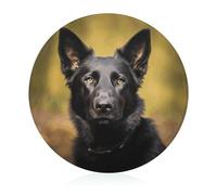 German Shepherd Dog Cutting Board for Kitchen Mini Cheese Chopping Board Round Tempered Glass Chopping Block for Picnic Cutting Pizza Meat Fruit(7.9 Inch)