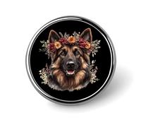 German Shepherd Dog Flower Round Lapel Pins Button Brooch Pin Badge Clothes Accessories for Men Women