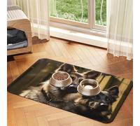 German Shepherd Dog Food Mats for Floors, 12x18 Inch Non-Slip Super Absorbent Pet Food Mat, Dishwasher Dog Mat for Food and Water, Cute Quick Dry Pet Feeding Mat for Dogs Puppy Cats