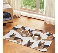 German Shepherd Dog Food Mats for Floors, 16x24 Inch Non-Slip Super Absorbent Pet Food Mat, Dishwasher Dog Mat for Food and Water, Cute Quick Dry Pet Feeding Mat for Dogs Puppy Cats
