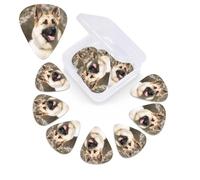 German Shepherd Dog Guitar Picks 12 Pack Plectrums with Organizer Box, 3 Different Thickness Includes Thin Medium Heavy Picks