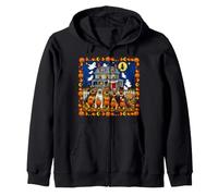 German Shepherd Dog Haunted House Trick Or Treat Cute Witch Zip Hoodie