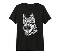 German Shepherd Dog Head Black and White Premium T-Shirt