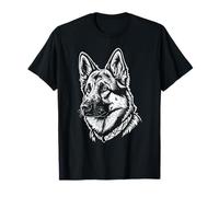 German Shepherd Dog Head Black and White T-Shirt