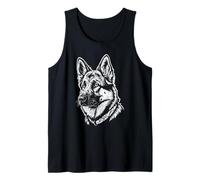 German Shepherd Dog Head Black and White Tank Top