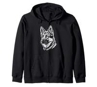 German Shepherd Dog Head Black and White Zip Hoodie