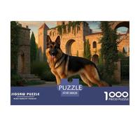 German Shepherd Dog Jigsaw Puzzles 1000 Pieces Challenge Game for Adults,Ancient Architecture Impossible Jigsaw Puzzle 1000 Piece Educational Games Home Decoration 38x26cm/1000pcs