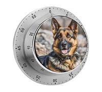 German Shepherd Dog Kitchen Timer - Mechanical Visual Timer, Stainless Steel Digital Timers with Magnetic Base Egg Timers for Hard Boiled Eggs 60-Minute Countdown Kitchen Clock for Cooking
