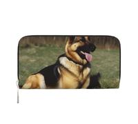 German Shepherd Dog Leather Wallet For Women Girl, Zip Around Credit Card Holder Long Pu Wallet Clutch Purse Waterproof Travel Handbag