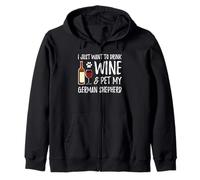 German Shepherd Dog Lover Wine Funny Dog Mom Zip Hoodie