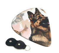 German Shepherd Dog Lovers 6 Pack Guitar Picks With Holder, Personalized Guitar Plectrums Non-Slip Portable Ukulele Bass Picks 0.46mm For Acoustic Guitar Lovers Gifts