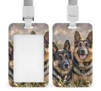German Shepherd Dog Lovers Badge Holder with Lanyard - Waterproof Hard Plastic ID Card Holder Professional Name Tag Vertical ID Card Name Badge for Office Nurse Doctor Teacher