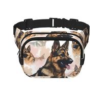 German Shepherd Dog Lovers Fanny Pack For Women Waterproof Adjustable Belt Bags Waist Pack Fashion Casual Crossbody Bags Bum Bag For Running Workout Hiking Traveling, Black, One Size