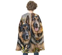 German Shepherd Dog Lovers Halloween Cape for Women Men Dress Up Accessory | Reversible Red & Personalized Satin Cloak Full Length Cloak Spooky Vampire Witch Cosplay Costume for Christmas, Party, Stage