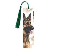 German Shepherd Dog Lovers Metal Bookmarks with Tassel,Cool Book Markers for Reading Women, Men,Aluminum Hanging Ornament Fancy Handmade Craft Reading Accessories Gift for Book Lovers M